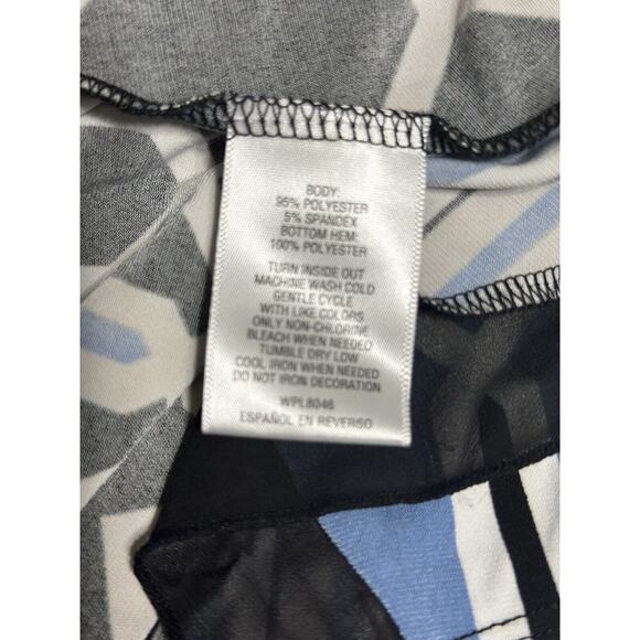 JM Collection Blouse Top 3/4 Sleeves Blue Black Geometric Print Size Medium - Picture 5 of 7